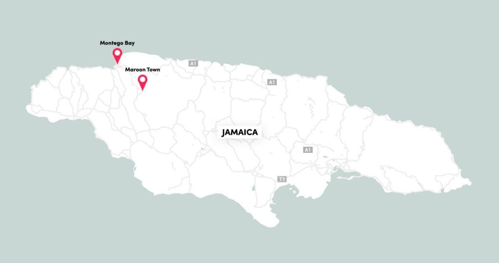 Jamaika Karte - Montego Bay und Montego Bay